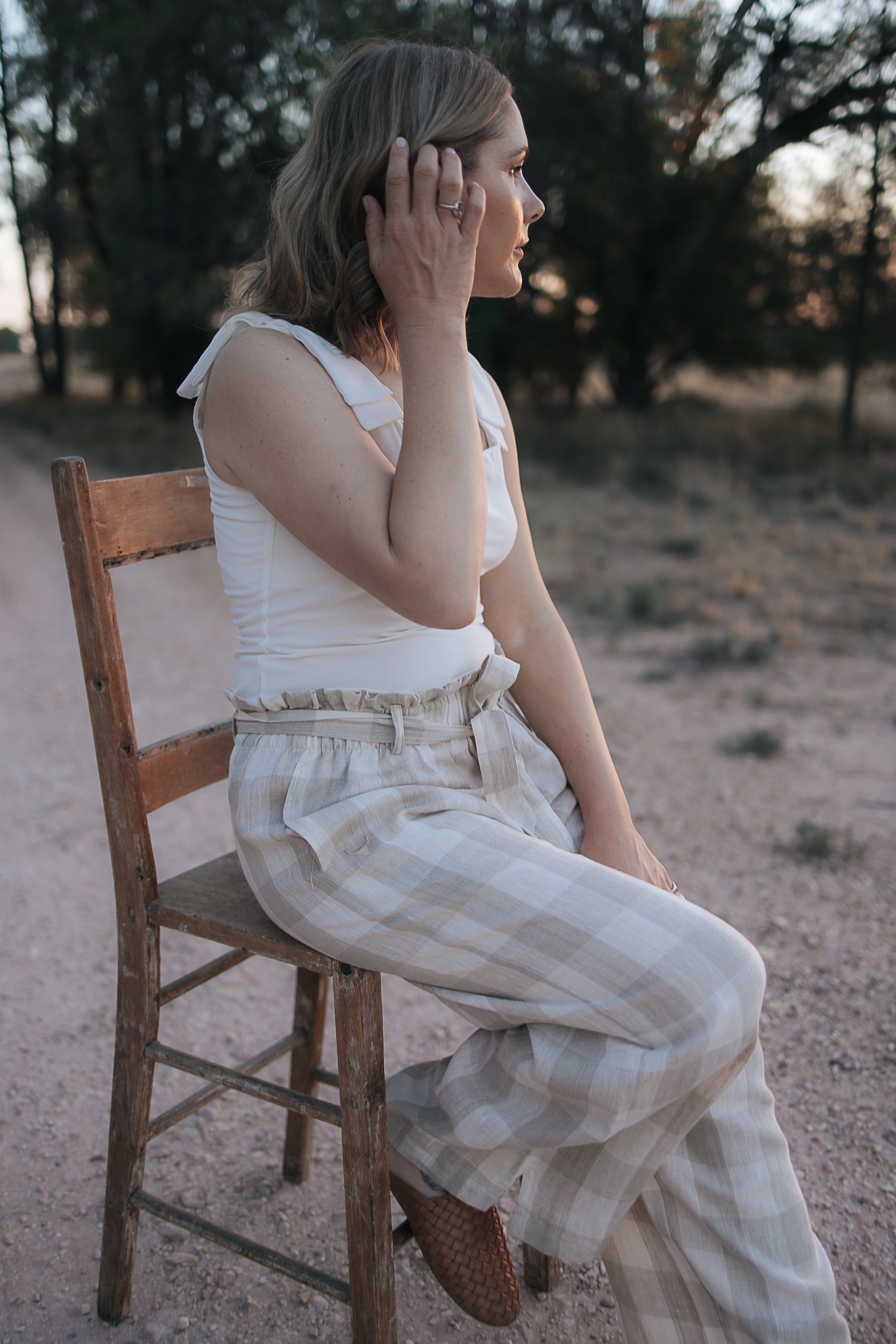 "Latte" - Luci Ladies Linen Pants-Little Windmill Clothing Co