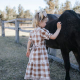 "Miss Mae” Brown Gingham Girl's Dress