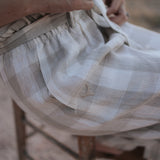 Latte Luci ladies linen pants front view showing relaxed latte beige linen wide-leg trousers