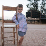 Ralph multi stripe blue long sleeve shirt cuff detail showing quality sleeve and button finish