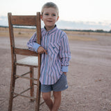 "Ralph" Multi Stripe Blue Long Sleeve Shirt-Little Windmill Clothing Co