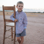 "Ralph" Multi Stripe Blue Long Sleeve Shirt-Little Windmill Clothing Co