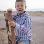 "Ralph" Multi Stripe Blue Long Sleeve Shirt-Little Windmill Clothing Co