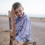 "Ralph" Multi Stripe Blue Long Sleeve Shirt-Little Windmill Clothing Co
