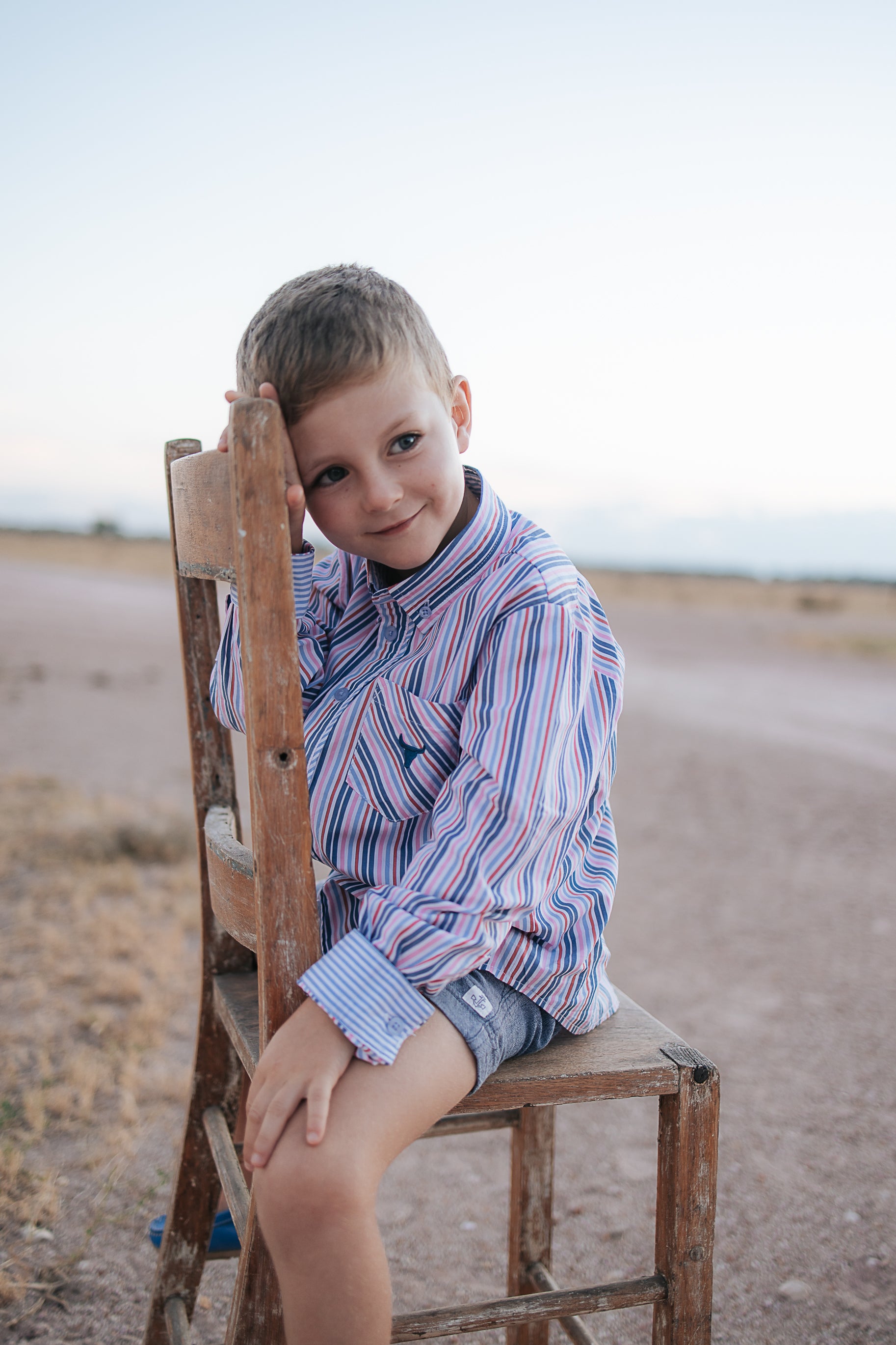 "Ralph" Multi Stripe Blue Long Sleeve Shirt-Little Windmill Clothing Co