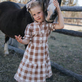 "Miss Mae” Brown Gingham Girl's Dress