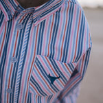 "Ralph" Multi Stripe Blue Long Sleeve Shirt-Little Windmill Clothing Co