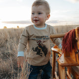 Ride Hard sibling set showing Nash tan long sleeve tee for boys