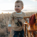Ride Hard sibling set showing Nash tan long sleeve tee for boys