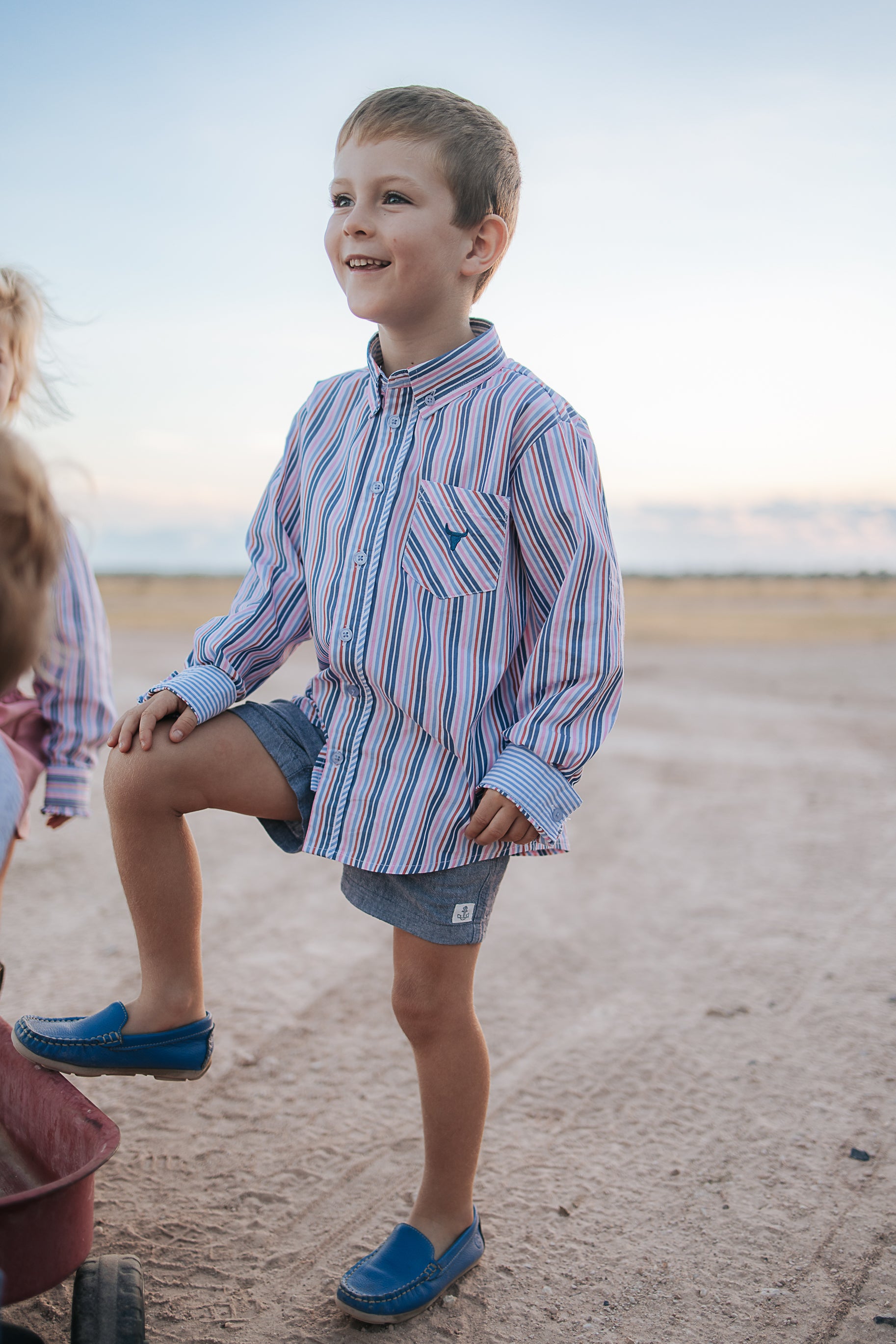 "Ralph" Multi Stripe Blue Long Sleeve Shirt-Little Windmill Clothing Co