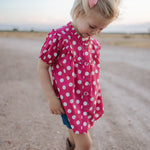 "Kansas" Polkadot Pink Short Sleeve Blouse-Little Windmill Clothing Co