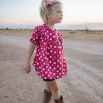 "Kansas" Polkadot Pink Short Sleeve Blouse-Little Windmill Clothing Co
