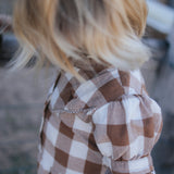 "Miss Mae” Brown Gingham Girl's Dress