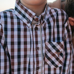 Tuff dust gingham long sleeve shirt front view showing classic dusty gingham men's shirt
