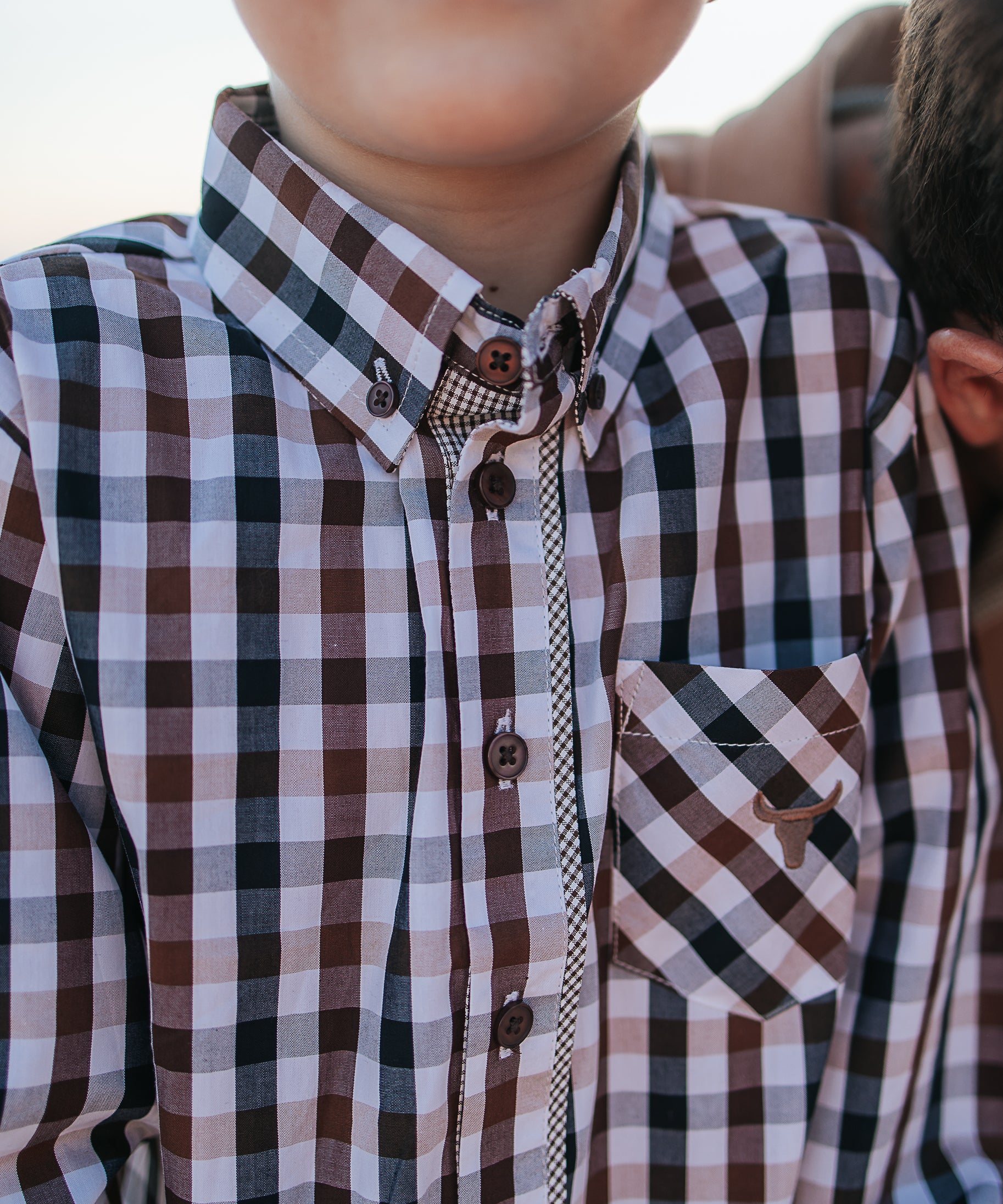 Tuff dust gingham long sleeve shirt front view showing classic dusty gingham men's shirt