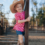 "Kansas" Polkadot Pink Short Sleeve Blouse-Little Windmill Clothing Co