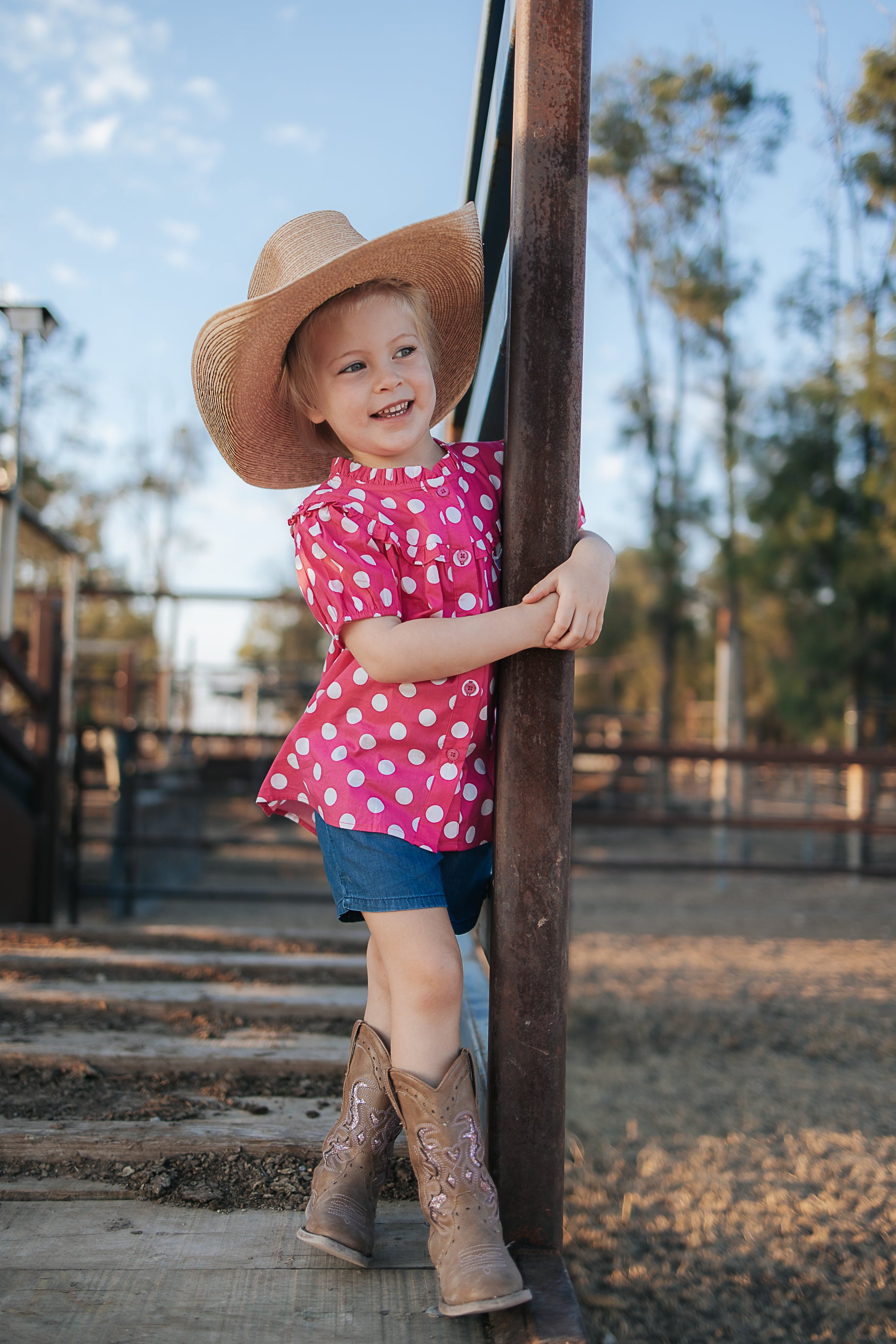 "Kansas" Polkadot Pink Short Sleeve Blouse-Little Windmill Clothing Co