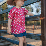 "Kansas" Polkadot Pink Short Sleeve Blouse-Little Windmill Clothing Co