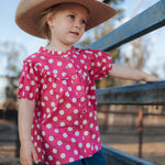 "Kansas" Polkadot Pink Short Sleeve Blouse-Little Windmill Clothing Co