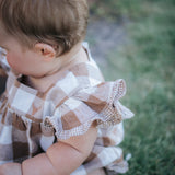 "Mae Baby" Gingham Flutter Romper