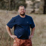 Dust scene bull men's footy shorts worn showing casual country outback style