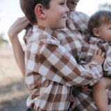 "Robert" Boys Brown Gingham Western Shirt