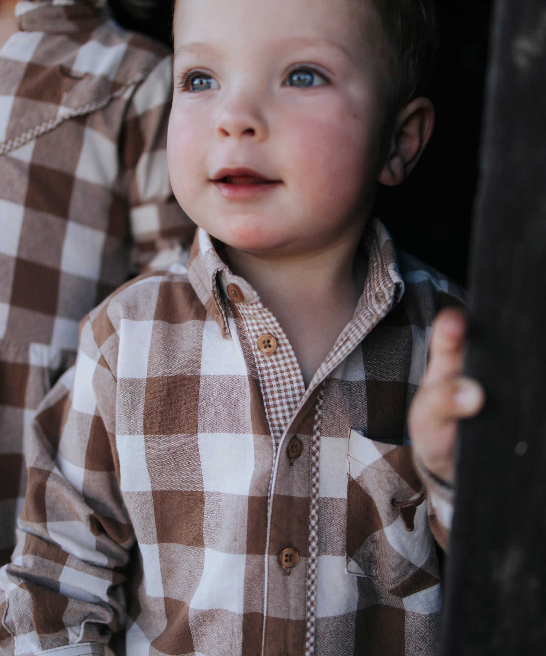 "Robert" Boys Brown Gingham Western Shirt