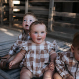 "Mae Baby" Gingham Flutter Romper