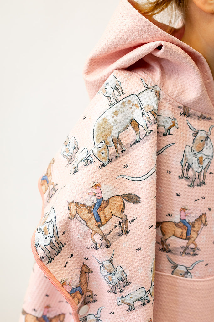Cowgirl Long Horn Waffle Towel-Little Windmill Clothing Co