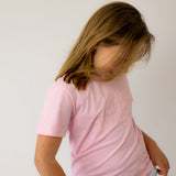 LIMITED EDITION Embroidered Tee - Kids - SOFT PINK-Little Windmill Clothing Co