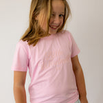 LIMITED EDITION Embroidered Tee - Kids - SOFT PINK-Little Windmill Clothing Co