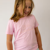 LIMITED EDITION Embroidered Tee - Kids - SOFT PINK-Little Windmill Clothing Co