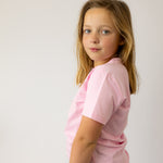 LIMITED EDITION Embroidered Tee - Kids - SOFT PINK-Little Windmill Clothing Co