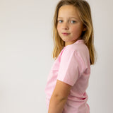 LIMITED EDITION Embroidered Tee - Kids - SOFT PINK-Little Windmill Clothing Co