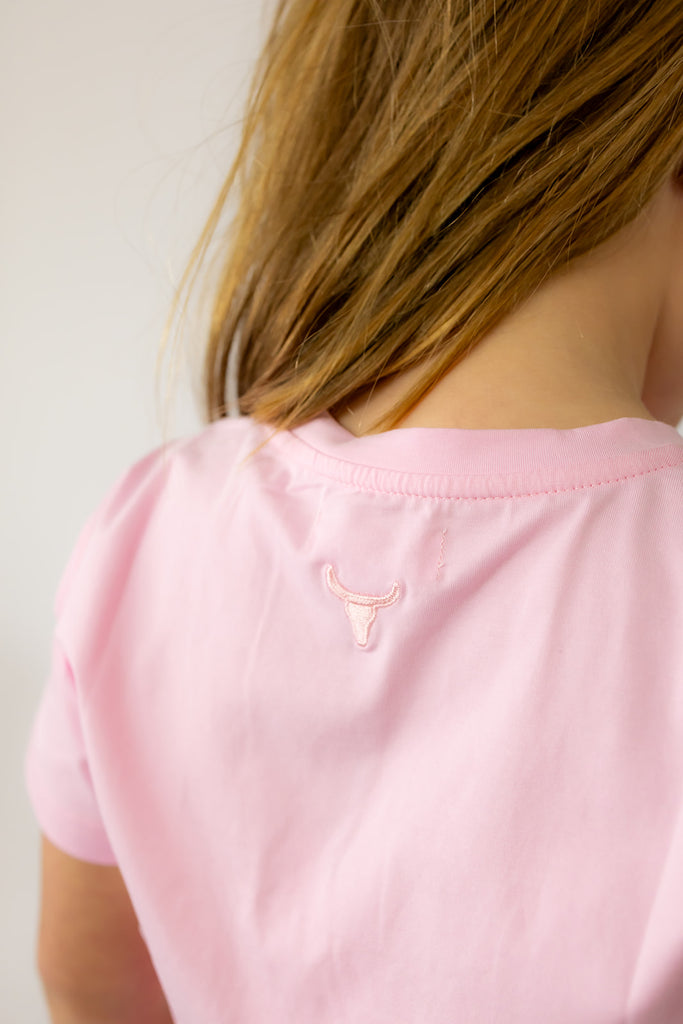 LIMITED EDITION Embroidered Tee - Kids - SOFT PINK-Little Windmill Clothing Co