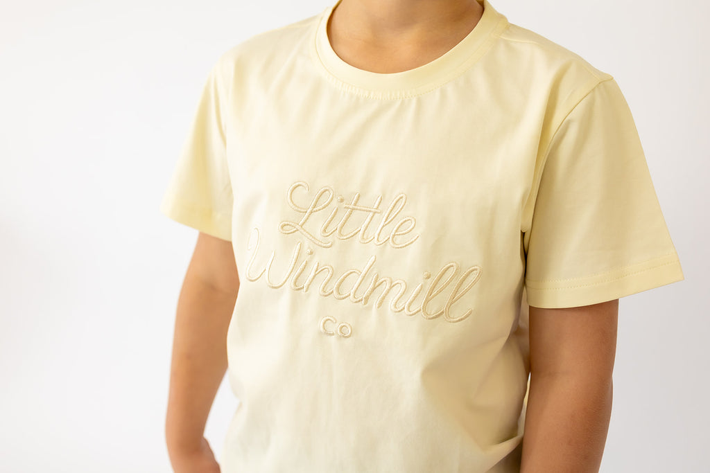 LIMITED EDITION Embroidered Tee - Kids - CREAM-Little Windmill Clothing Co
