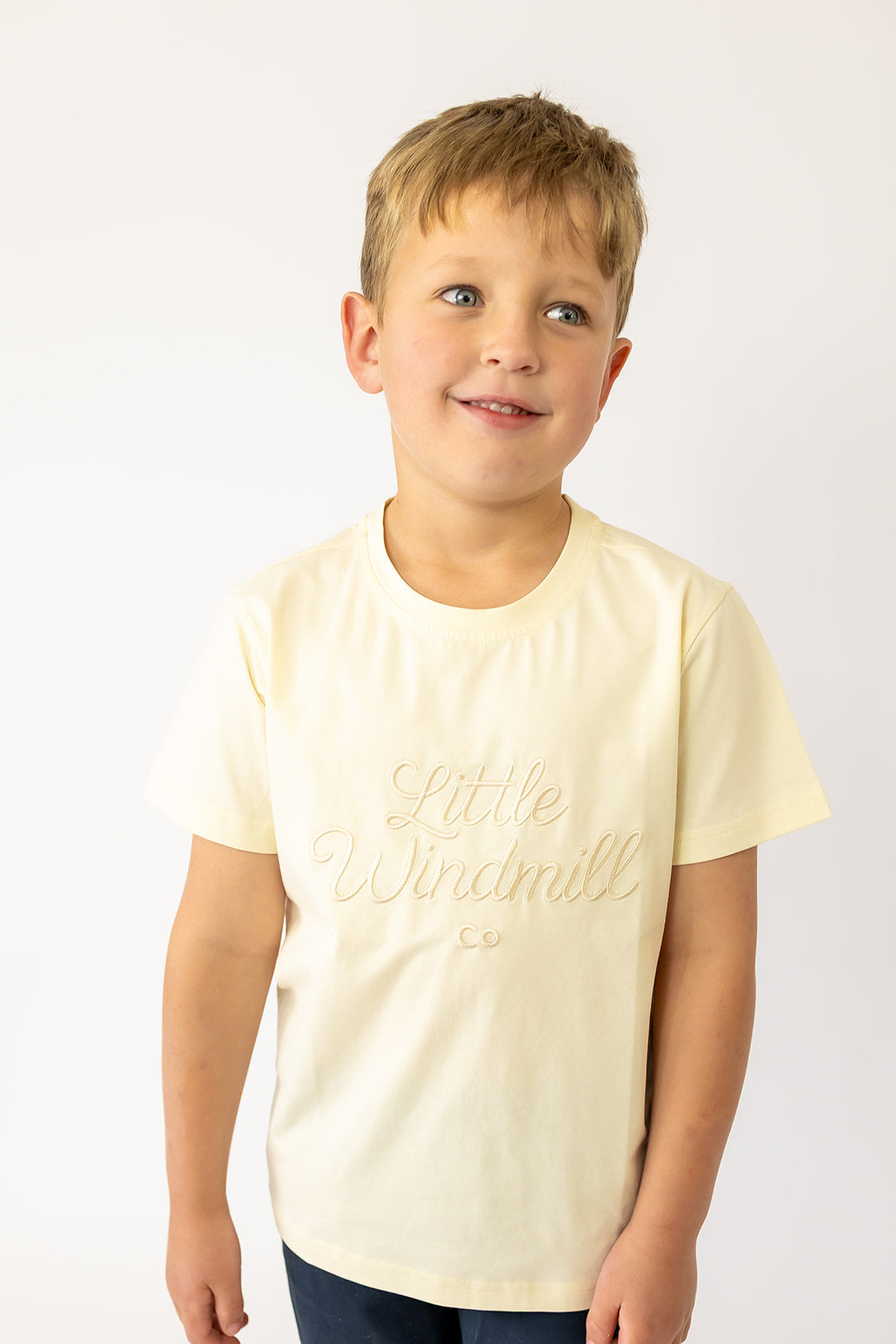 LIMITED EDITION Embroidered Tee - Kids - CREAM-Little Windmill Clothing Co