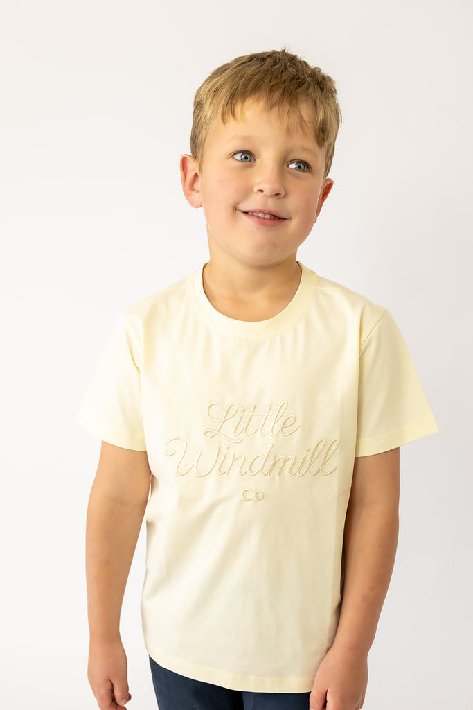 LIMITED EDITION Embroidered Tee - Kids - CREAM-Little Windmill Clothing Co