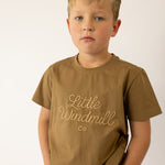 LIMITED EDITION Embroidered Tee - Kids - DUST BROWN-Little Windmill Clothing Co