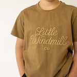 LIMITED EDITION Embroidered Tee - Kids - DUST BROWN-Little Windmill Clothing Co