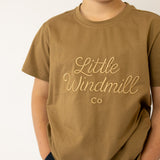 LIMITED EDITION Embroidered Tee - Kids - DUST BROWN-Little Windmill Clothing Co