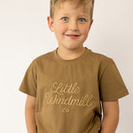 LIMITED EDITION Embroidered Tee - Kids - DUST BROWN-Little Windmill Clothing Co