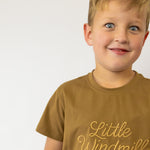 LIMITED EDITION Embroidered Tee - Kids - DUST BROWN-Little Windmill Clothing Co