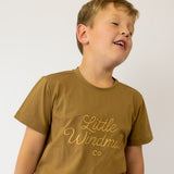 LIMITED EDITION Embroidered Tee - Kids - DUST BROWN-Little Windmill Clothing Co