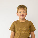 LIMITED EDITION Embroidered Tee - Kids - DUST BROWN-Little Windmill Clothing Co