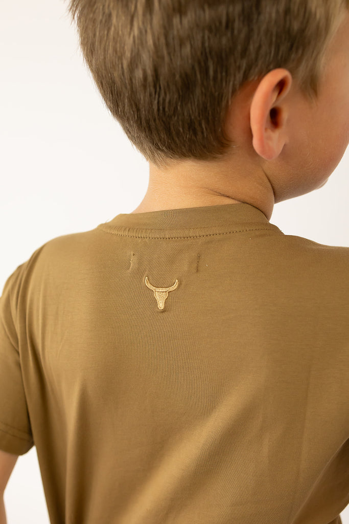 LIMITED EDITION Embroidered Tee - Kids - DUST BROWN-Little Windmill Clothing Co