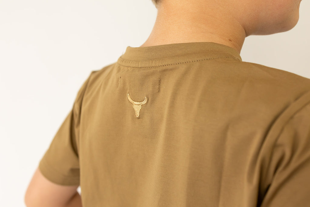 LIMITED EDITION Embroidered Tee - Kids - DUST BROWN-Little Windmill Clothing Co