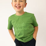 LIMITED EDITION Embroidered Tee - Kids - MOSS GREEN-Little Windmill Clothing Co