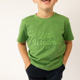 LIMITED EDITION Embroidered Tee - Kids - MOSS GREEN-Little Windmill Clothing Co