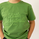LIMITED EDITION Embroidered Tee - Kids - MOSS GREEN-Little Windmill Clothing Co